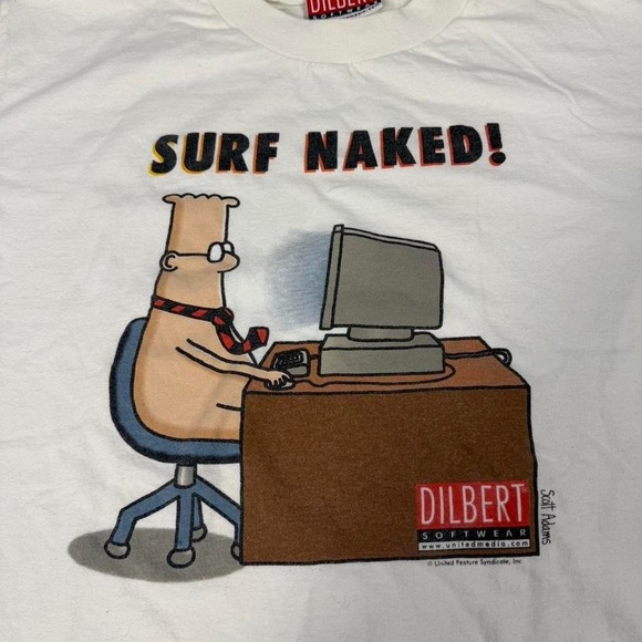 Vintage Dilbert Surf Naked T-Shirt  Men's Larg - Picture 2 of 6